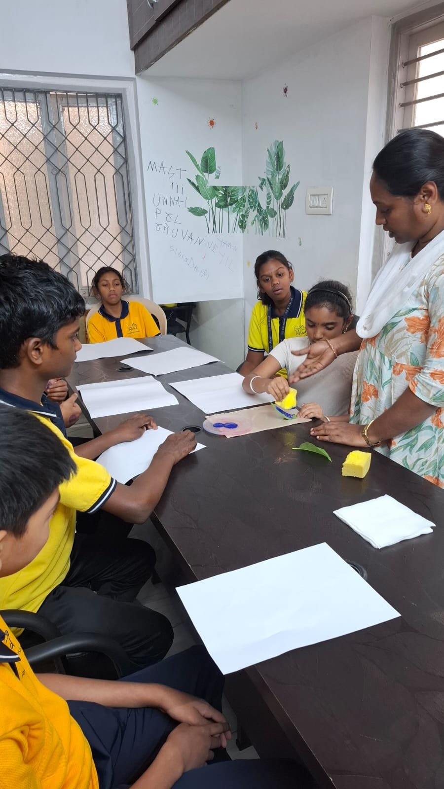 Group of learners participating in a guided craft session